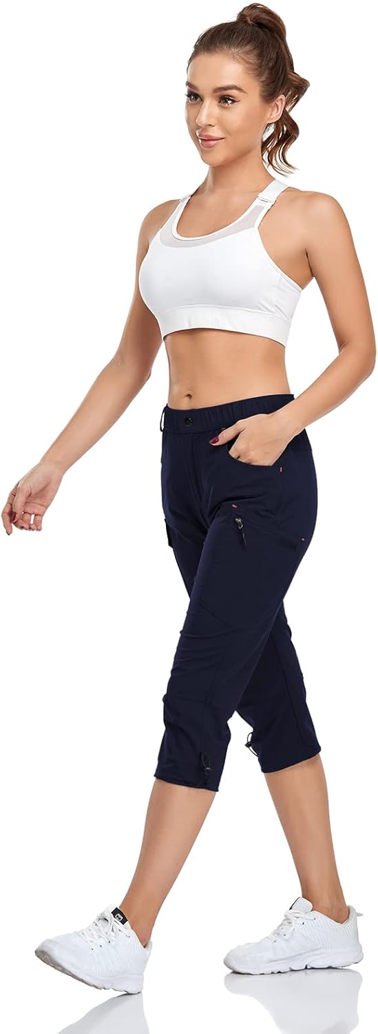 Women's Hiking Cargo Pants - Quick Dry, Water Resistant, UPF 50 | Zipper Pockets, Outdoor Capris