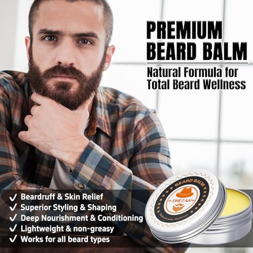 XIKEZAN Beard Kit for Mens Care Shaving & Grooming Sets w/Conditioner, Wash, Oil, Balm, Brush,Birthday Fathers Valentines Gifts for Men Him Dad Husband Boyfriend Christmas Gifts Mens Stocking Stuffers