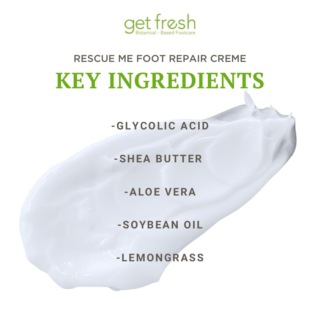 Get Fresh Rescue Me - Intensive Foot Cream for Dry Skin, Cracked Heels, and Calluses, with Shea Butter, Aloe, and Lemongrass, 170g