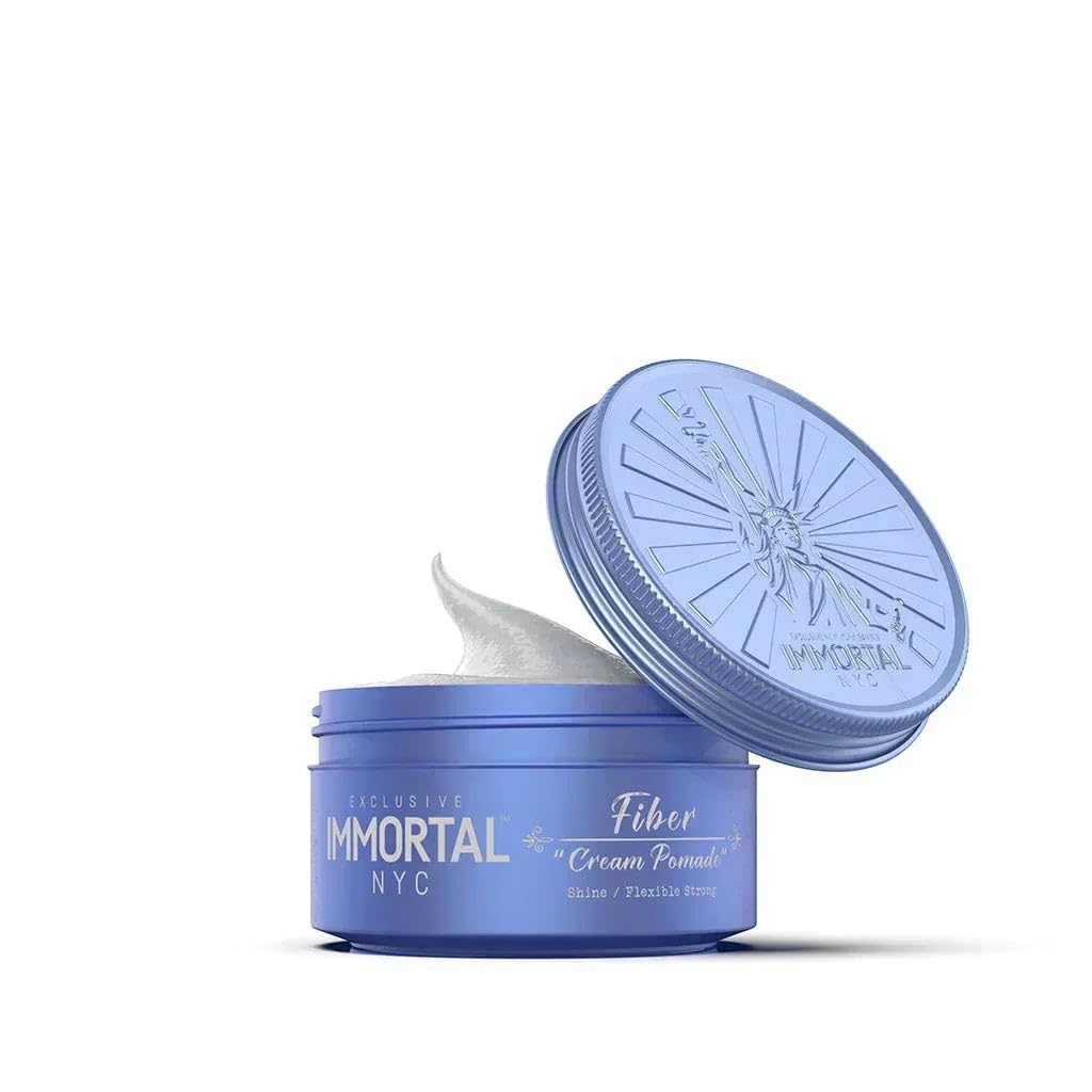 Immortal NYC Fiber Cream Hair Pomade - Flex Strong Hold - Low Shine All Natural Water-Based Cream Pomade for Men - No Residue, All Hair Types