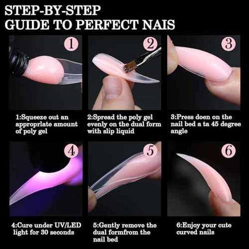 Curved Stiletto Nail Dual Forms for Poly Gel Extension of 3D Eagle Claw, Hawk Shape Full Cover Acrylic Nail Forms, Reusable Nail Molds for Halloween Nail Art Design 140 Pcs 14 sizes