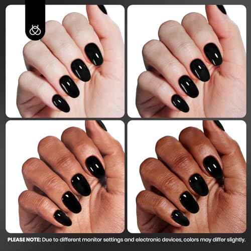 beetles Gel Polish Classic Black Gel Nail Polish - Winter Gel Polish Hema Free Soak Off Uv LED Nail Lamp 8ml DIY Home Manicure Salon Gift for Women Silent Charm