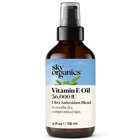 Vitamin E Oil Blend for Face - Organic Antioxidant Facial Oil, 36,000 IUs | 100% Pure & Cold-Pressed, 3.97 fl oz