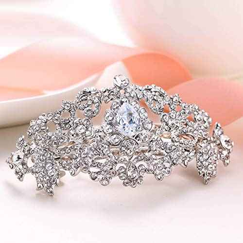 EVER FAITH Rhinestone Crystal CZ 1920's Style Bride Hair Barrette Flower Art Deco Clear Silver-Tone