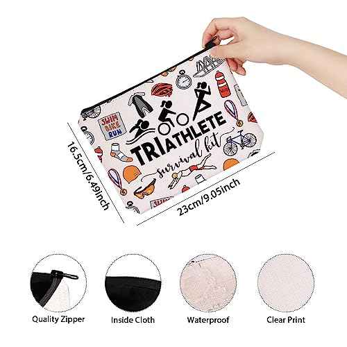 Triathlon Gift Triathlete Survival Kit Gift For Female Male Triathlete Themed Zipper Bag Gift (TRIATHLETE)