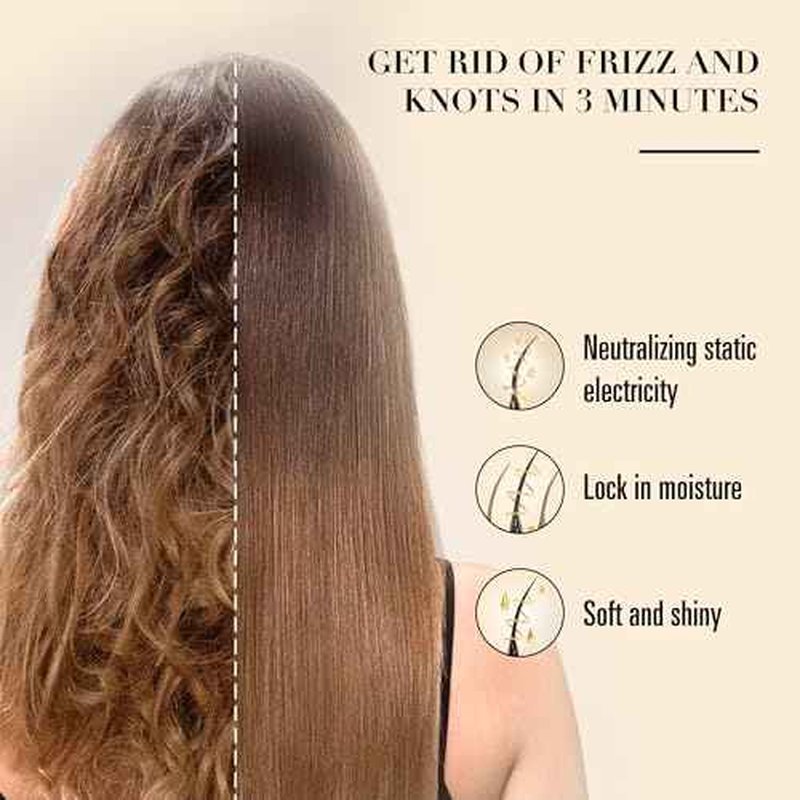 Bamboo Paddle Hairbrush with Steel Bristles for Anti-Static Detangling & Scalp Massage ? Wooden Handle Brush for Hair Growth, All Hair Types