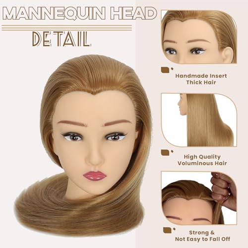 Mannequin Head Human Hair with Stand 28 Inch Long Hair for Styling Practice, Cosmetology Training & Wig Display - Realistic Makeup Head for Beauty Salon & Barber Students (blonde)