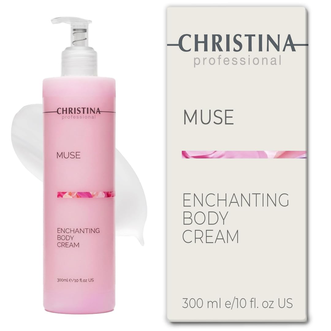 CHRISTINA Muse Enchanting Body Cream - Hyaluronic Acid Moisturizer for All Skin Types - Advanced Peptide Firming Toning Body Lotion with Rosa Gallica Extract - Scented Hydration Cream - 300ml