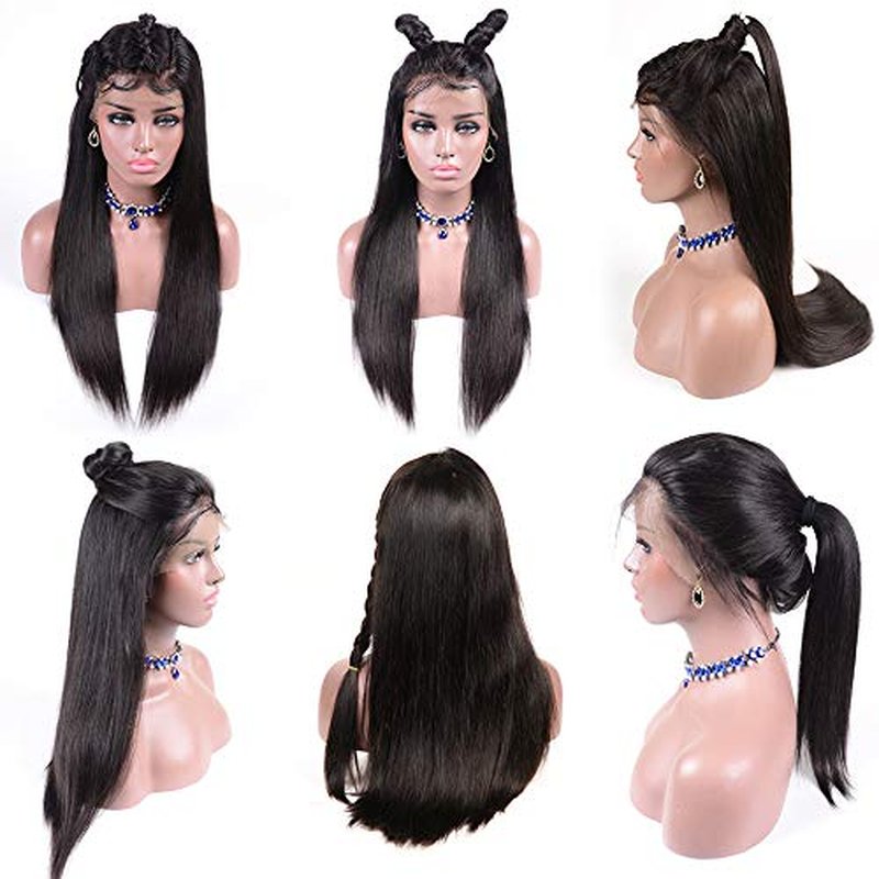 13x6 Lace Front Wigs Human Hair Pre Plucked Straight HD Frontal Wigs Human Hair with Baby Hair Straight Glueless Wigs for Black Women 180 Density(18 Inch)