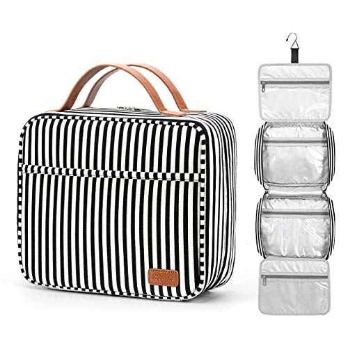 Bosidu Hanging Travel Toiletry Bag,Large Capacity Cosmetic Travel Toiletry Organizer for Women with 4 Compartments & 1 Sturdy Hook,Perfect for Travel/Daily Use/Christmas
