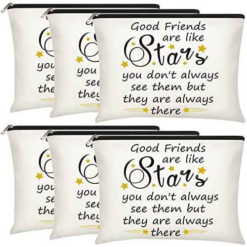 Xuniea 6 Pieces Friendship Gifts for Women Bulk Friendship Cosmetic Makeup Bag for Girl Travel Pouch Friend BFF Birthday Christmas Gifts(Star Pattern)