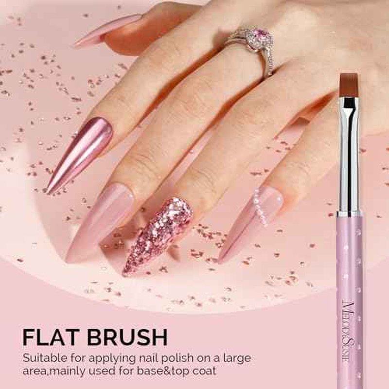 MelodySusie 6pcs Nail Art Brushes Set, Professional Pen Nail Gel Brush, Nail Extension and Builder Brush, Liner Brush 3 Sizes, Fashion Design for Home DIY Salon Use, Rose Gold