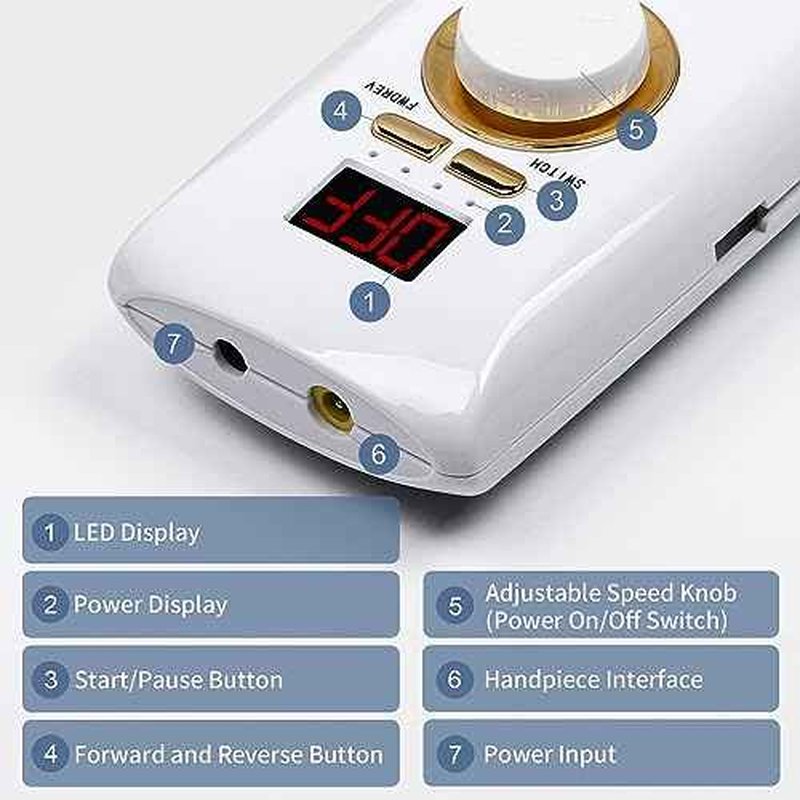 Professional Nail Drill Machine, L'UGX Electric Nail File 30000 RPM Nail Drill for Acrylic Nails with 8 Nail Drill Bits