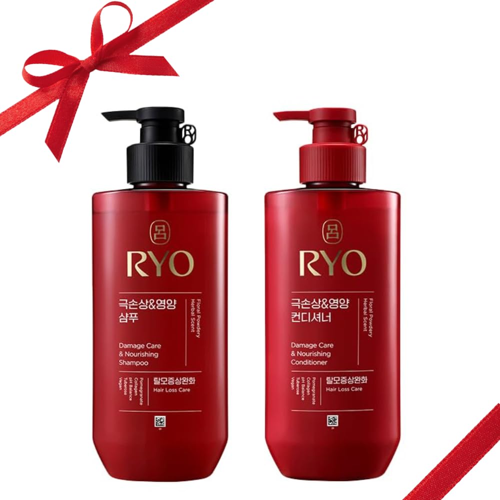RYO Hair Damage Care & Nourishing Shampoo & Conditioner Set | Korean Ginseng Herbal Formula for Damaged, Dry Hair | Strengthening Moisture Repair K-Beauty Haircare | Holiday Gift Idea