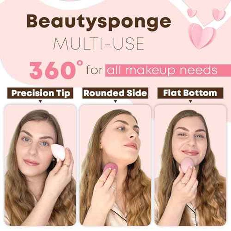 KREEBA 3 Pcs Makeup Sponge Set Comes with Heart-Shaped Travel Box-Makeup Sponges Oval Included Bonus Gold Drying Stand-Latex-Free Make Up Sponges for Face-Beauty Blender Sponge Give Flawless Finish