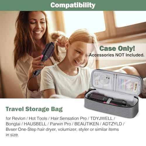 SITHON Double-Layer Travel Carrying Case for Shark FlexStyle/SmoothStyle, Water Resistant Storage Organizer Bag for Airwrap Styler, Also for Revlon One-Step Hair Dryer (Bag Only) (Gray)