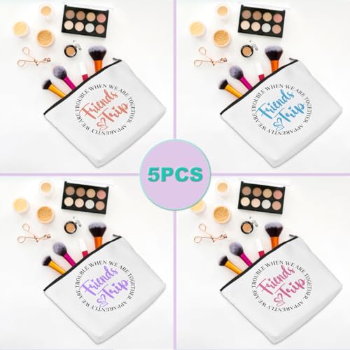 5 Pcs Girls Trip Gifts Girls Weekend 2025 Makeup Bag Friends Trip Gifts Favors Summer Gifts Cosmetic Bag Toiletry Bag Zipper Pouch Weekender Bags for Women Girl Friendship Bachelorette Party Birthday