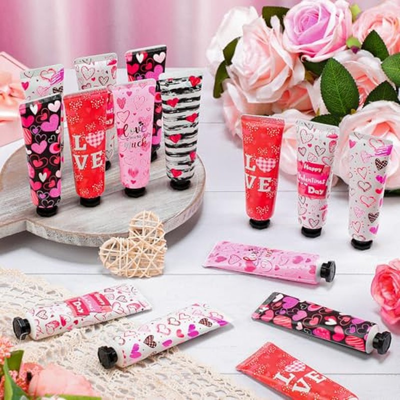 72 Pcs 12 Pcs Valentine¡®s Day Hand Cream Gift Set Love Heart Moisturizing Hand Lotion Bulk Small Dry Cracked Care Cream Valentine Gifts for Woman Men Teacher Nurse Coworker, 30 ml