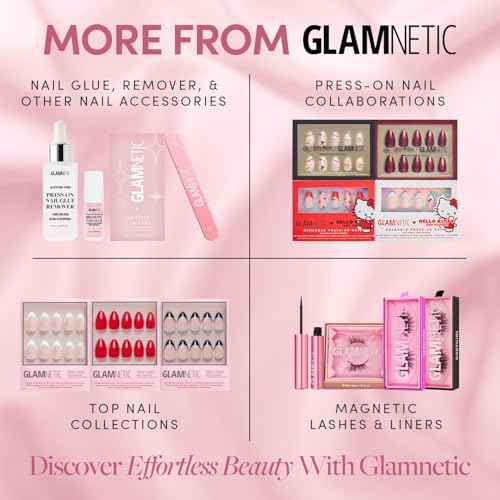 Glamnetic Press On Nails - Oyster | Short Oval Cat Eye Fake Nails with a Velvet Pearlescent Finish, Salon Quality Summer Nails | 15 Sizes - 30 Nail Kit with Glue