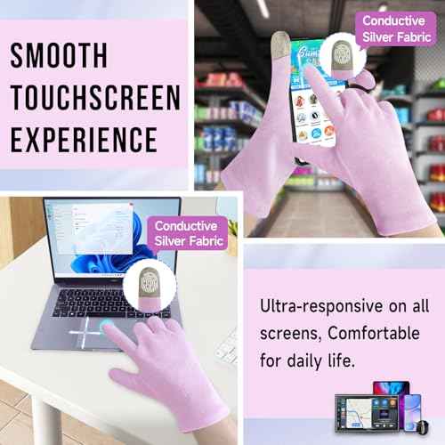HandLove Premium 100% Cotton Gloves Moisturizing Gloves for Dry Hands & Eczema | Overnight Sleeping Gloves, Eczema Gloves | Reusable| Touchscreen, Purple, 2 Pairs