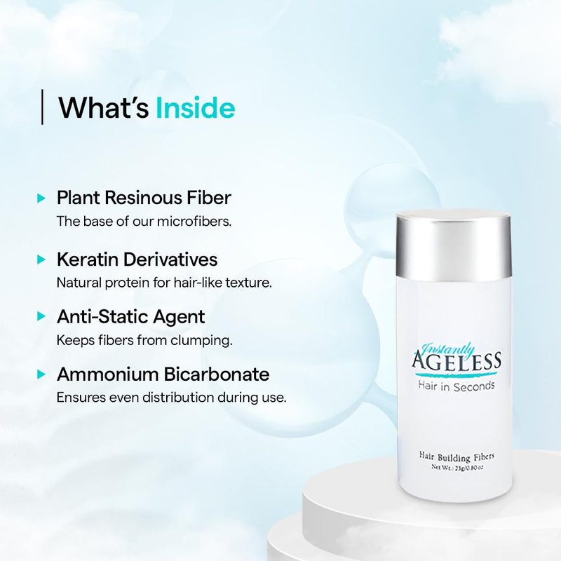 Instantly Ageless® Hair in Seconds™ Hair Building Fibers – Hair Thickening Fibers for Thinning Hair & Hair Loss for Fuller-Look - 0.83 oz (23g) - Light Brown