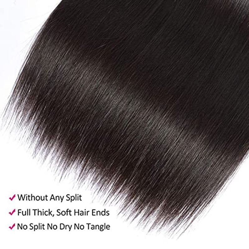Straight Bundles Human Hair 100% Unprocessed 12A Brazilian Hair 16 18 20 Inch 3 Bundles Human Hair Double Weft Natural Black