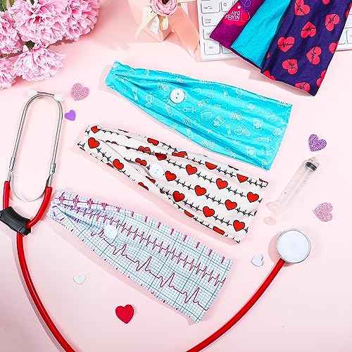 Tigeen 30 Pcs Nursing Headbands for Women Cna Accessories Non Slip Nurses Hair Bands with Buttons Doctor Sweatband Mask for Nurses Christmas Gifts Elastic Ear Protection Appreciation Medical