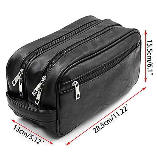 Sumnacon Toiletry Bags, Unisex PU Leather Waterproof Travel Toiletry Bag Organizer Perfect for Shaving Grooming Dopp Kit & Household Business Vacation, Cosmetic Bag with Portable Handle