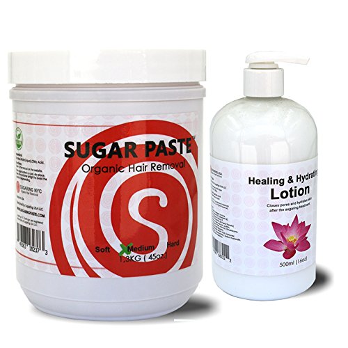 Medium Sugaring Paste for Hair Removal - Gentle Formula for Legs, Arms & Armpits | Healing Moisturizing Lotion