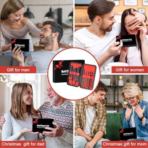 Stocking Stuffers for Men Teen Boys - Manicure Set Christmas Gifts for Men Dad Boyfriend Teens Him Professional Stainless Steel Nail Clipper Kit Personal Care Tools Accessories w/Leather Travel Case