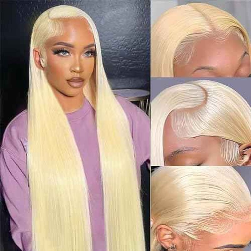 26 Inch 613 13x6 Lace Front Wig Human Hair 200 Density 613 Lace Front Wig Human Hair Straight Blonde Wig Human Hair 13x6 HD Lace Frontal Wigs Human Hair Pre Plucked With Baby Hair