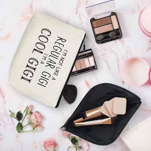 huester Gigi Gifts Makeup Bag, Gigi Gifts for Grandma Make Up Bag, Mothers Day Gifts for Gigi, Grandma Gifts, I¡¯m Cool Gigi Cosmetic Bag Travel Makeup Make Up Pouch Gifts for Gigi Grandma Purse