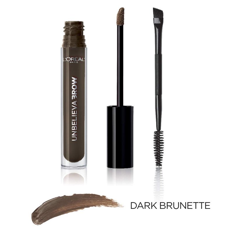 L'Oreal Paris Unbelieva-Brow Longwear Waterproof Tinted Brow Gel, Smudge-resistant, Transfer- Proof, Quick Drying, Easy and quick application with precise brush, Dark Brunette, 0.15 fl. oz.