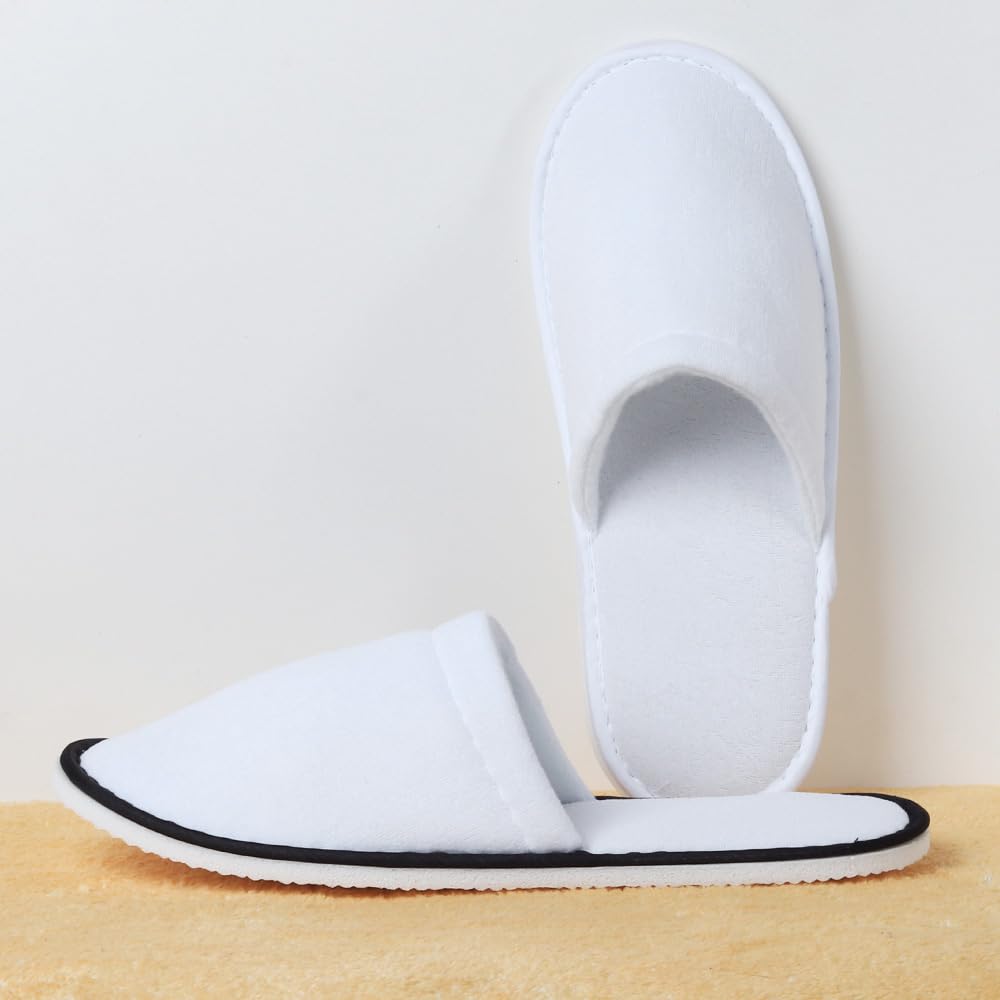 Yeios 20 Pairs Disposable Slippers for Guests Hotel Slippers Non-slip Washable Bulk for Spa House Travel for Adult for Men and Women White