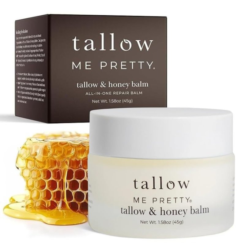 Tallow Me Pretty Tallow and Honey Balm, Rich and Comforting Grass Fed Beef Tallow Balm, Seals in Moisture, Promotes Skin Repair & Calms Irritated Skin, 1.58 oz