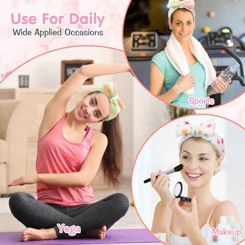 6 Pack Spa Headband for Women Makeup Skincare Headband Soft Coral Fleece Bow Hairband Goody Bag Stuffers Party Favors Christmas Stocking Stuffers for Woman Adult Teen Spa Gifts For Women Gifts Basket