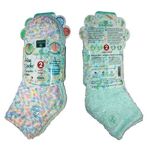 Earth Therapeutics Aloe Socks, 2 Pair Per Package (1 Pair Multi-colored, One Pair Aqua) by Earth Therapeutics