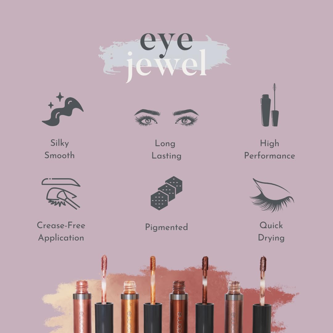 dome BEAUTY Eye Jewels 24-Hour Eye Shadow Vegan, Cruelty-Free Long-Lasting Cream Eyeshadow, Radiant Finish Eye Makeup for All Skin Tones, Easy-to-Blend, Smudge-Proof, Platinum .15 fl oz
