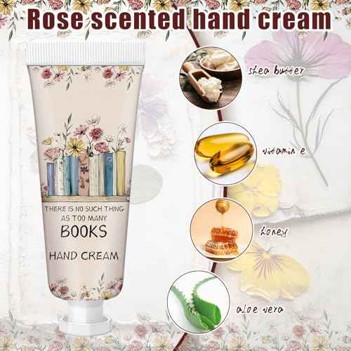 Leelosp 12 Pcs Christmas Hand Cream Mini Book Lover Gift for Women Hand Lotion Travel Size for Dry Cracked Hands Book Club Gifts Bulk Christmas Stocking Stuffer