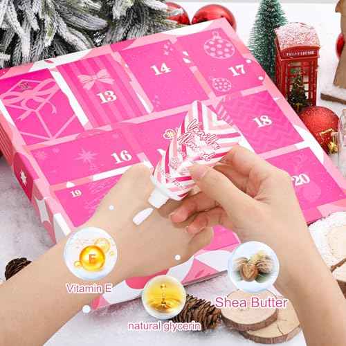Advent Calendar 2025 Christmas Holiday Gifts for Women 12 Days Beauty Countdown Calendar 2025 Xmas Gifts Set 12pcs Spa Hand Cream Gifts Sets for Women with Hand Lotion Body Lotion Bath Sets Pamper Kit