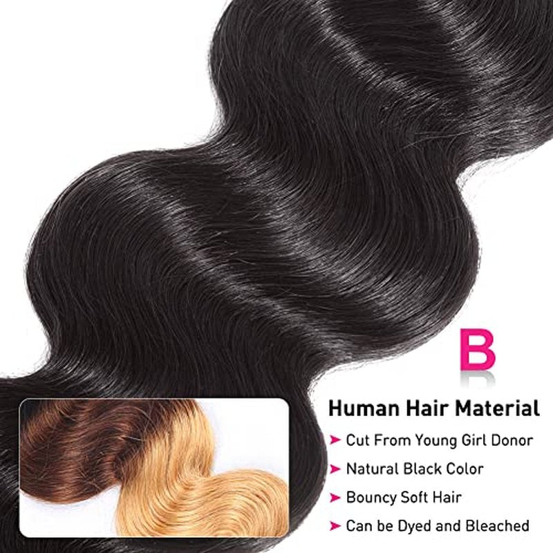 Flady Hair 10A Brazilian Body Wave Virgin Hair 3 Bundles 14 16 18inch Unprocessed Virgin Human Hair Weave Bundles Natural Black Remy Hair