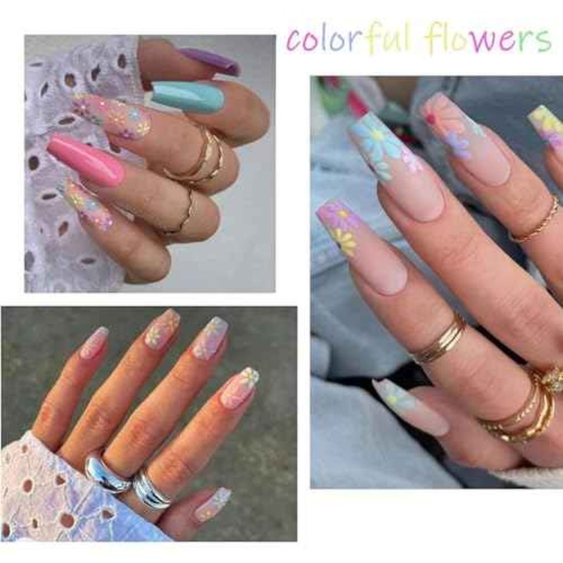Flower Nail Art Stickers - 5D Embossed, Spring/Summer Daisy Designs, Self-Adhesive Decals for Women's Nail DIY Decoration