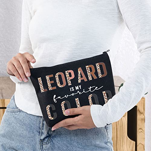 BWWKTOP Leopard Lovers Cosmetic Makeup Bag - Zipper Pouch, Leopard Fans Gifts, My Favorite Color Merchandise