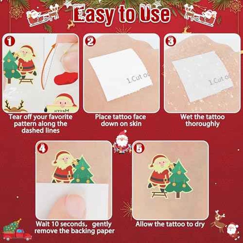 150PCS Luminous Christmas Tattoos for Kids, Christmas Accessories, 150 Kinds of Glow in the Dark Xmas Temporary Tattoos, Stocking Stuff Xmas Supplies for Kids, Xmas Goodie Bag Candy