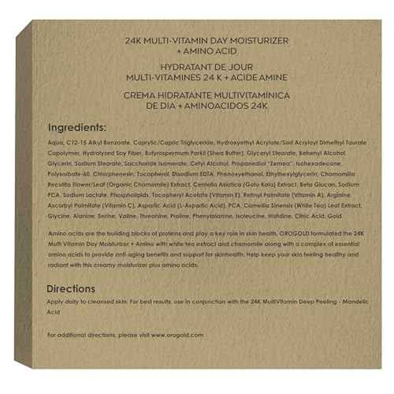 Orogold 24K Multi-Vitamin Day Moisturizer with Amino Acids, Day Cream with Vitamin C, Vitamin A and Vitamin E, 52 G / 1.83 Oz.