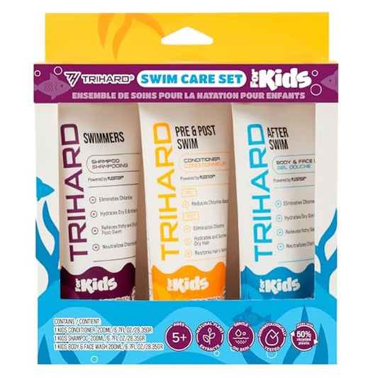 TRIHARD Kids Chlorine Hair and Body Protection Essentials for Swimmers | 3-in-1 Shampoo, Conditioner, & Body Wash for Children¡¯s Sensitive Skin & Hair Pre and Post Pool or Ocean