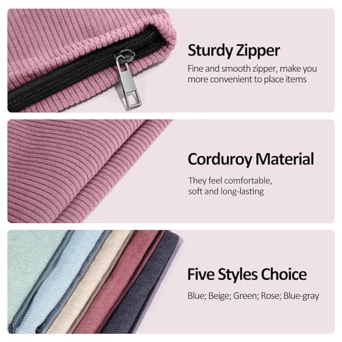 MAANGE Cosmetic Bags for Women Small Makeup Bag for Purse Corduroy Makeup Pouch Travel Makeup Bag with Metal Zipper Make Up Bag for Travelling(PINK)