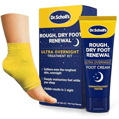 Dr. Scholl's Rough, Dry Foot Renewal Ultra Overnight Treatment with Overnight Foot Cream 3oz with Aloe, Coconut Oil & Urea and Heel Sleeve Socks, Deeply Moisturize & Soften Feet, Dermatologist Tested