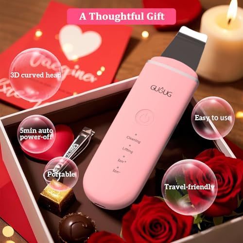 GUGUG Skin Scrubber Face Spatula - Skin Spatula Blackhead Remover Pore Cleaner with 4 Modes, Skin Care Tools-Pink