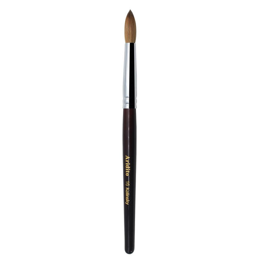 Aridito Round Head Kolinsky Acrylic Nail Brush Red Wine Color Wooden Handle For Professional Manicure DIY Home Salon （Size 8/10/12/14/16/18） (16# Kolinsky)
